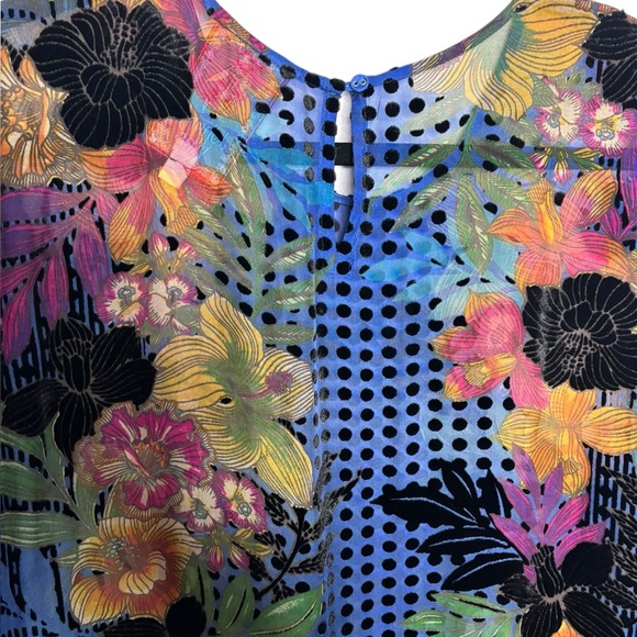 Johnny Was Lanai Burnout Pippa Mini Dress Silk Blend Velour Flowers Mixed Print - Picture 7 of 13